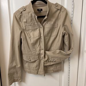 Mossimo Stretch Jacket/ Blazer Women's Beige Button Down Size M Form Fit